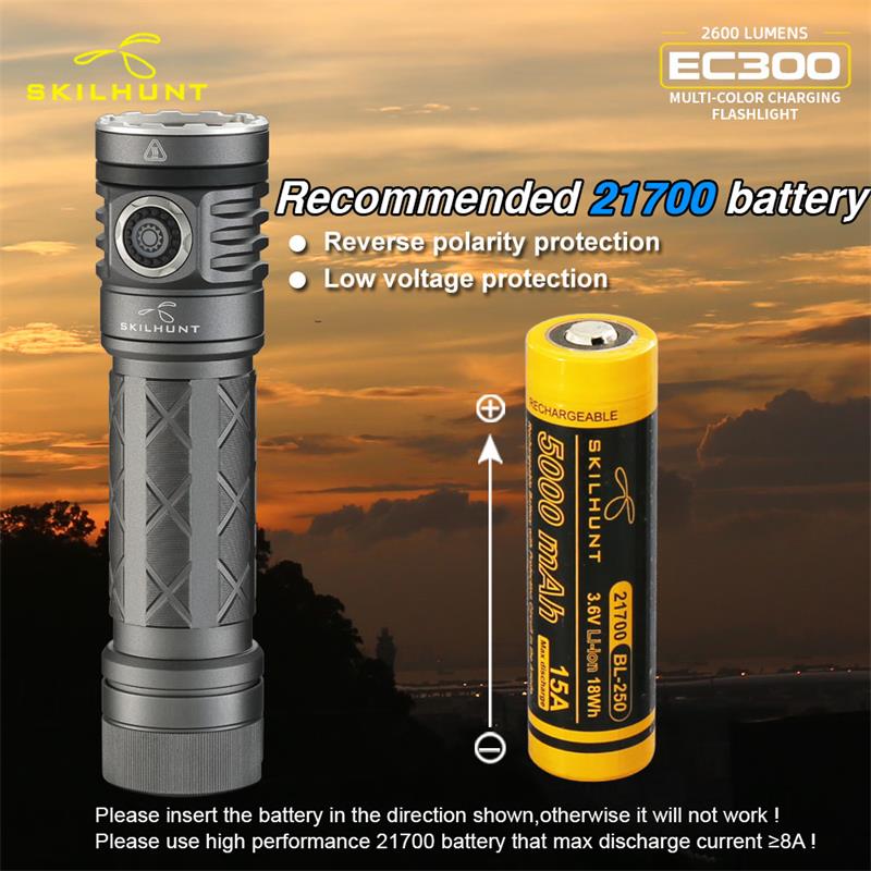 SKILHUNTEC300SST202600Lumens21700RechargeableLEDFlashlightWithMulti-colorRGBWLightForOutdoorActiviti-1986526-5