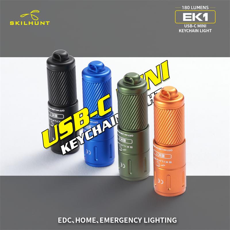 SKILHUNTEK1180lumensUSB-CEDCMiniTinyKeychainRechargeableLEDFlashlightPoketTorchOutdoorDailyCampingHi-1985966-1