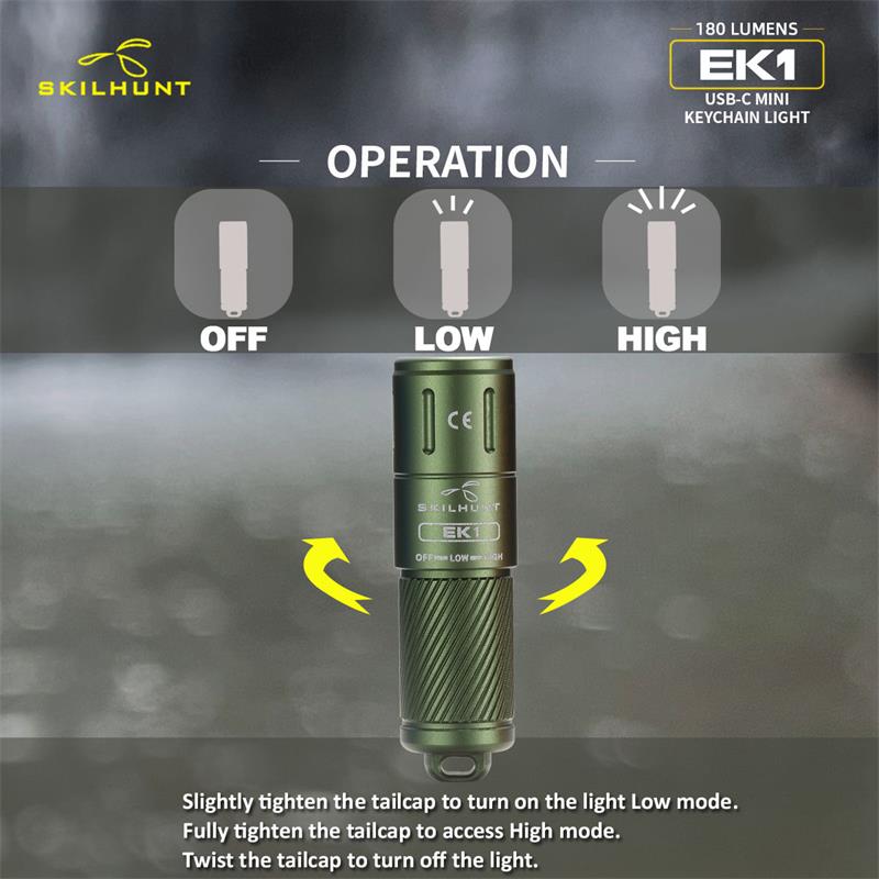SKILHUNTEK1180lumensUSB-CEDCMiniTinyKeychainRechargeableLEDFlashlightPoketTorchOutdoorDailyCampingHi-1985966-7
