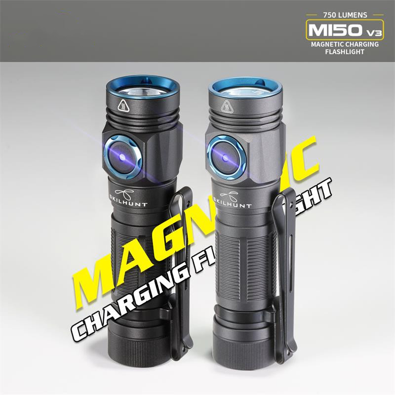 SKILHUNTM150V3750LMHands-FreePatrolPocketClipLightAA14500EDCLEDFlashlightUSBRechargeableOutdoorMagne-1986528-1