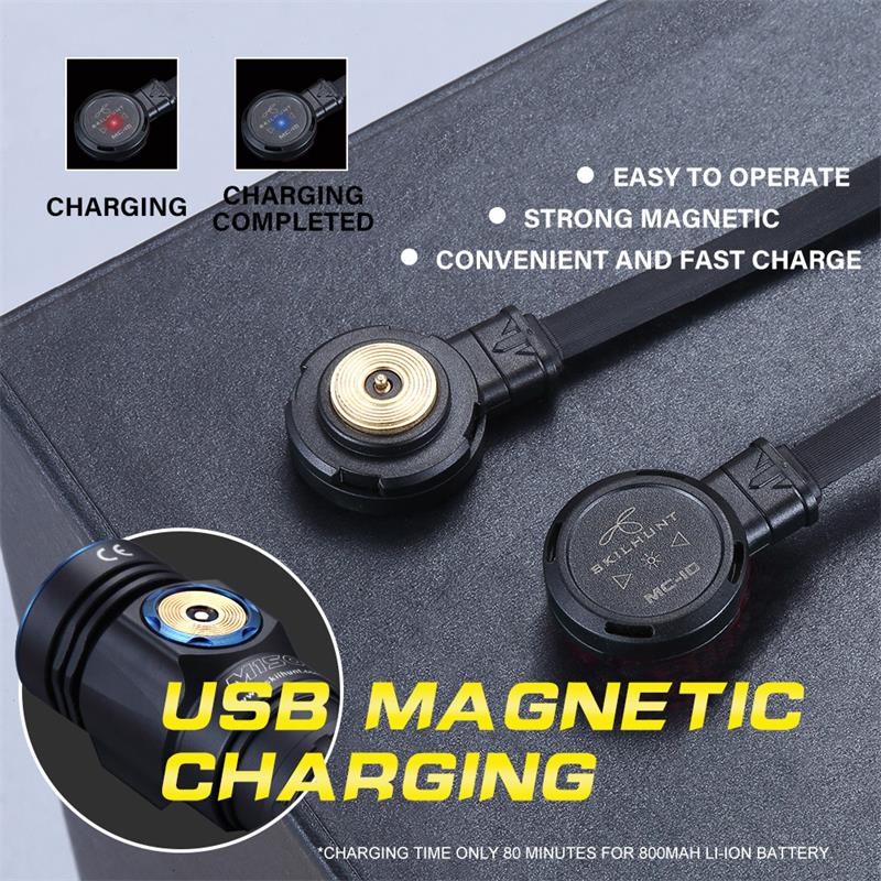 SKILHUNTM150V3750LMHands-FreePatrolPocketClipLightAA14500EDCLEDFlashlightUSBRechargeableOutdoorMagne-1986528-12