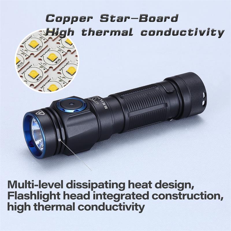 SKILHUNTM150V3750LMHands-FreePatrolPocketClipLightAA14500EDCLEDFlashlightUSBRechargeableOutdoorMagne-1986528-6