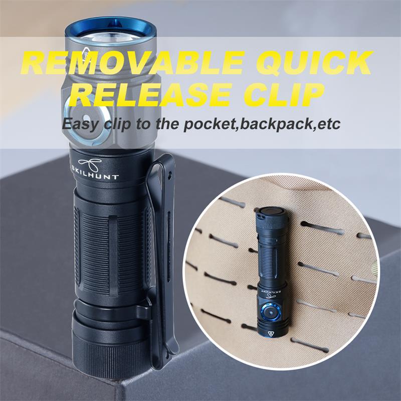 SKILHUNTM150V3750LMHands-FreePatrolPocketClipLightAA14500EDCLEDFlashlightUSBRechargeableOutdoorMagne-1986528-9