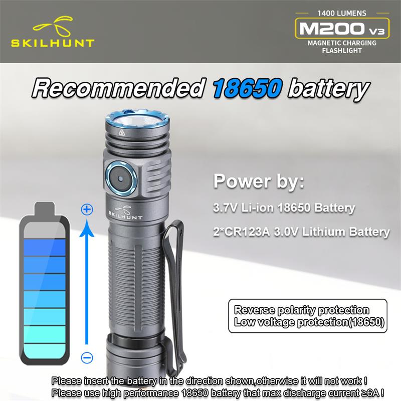 SKILHUNTM200V31400Lumens18650MagneticUSBRechargeableLEDFlashlightOutdoorBrightlightCampingHikingCycl-1985952-7