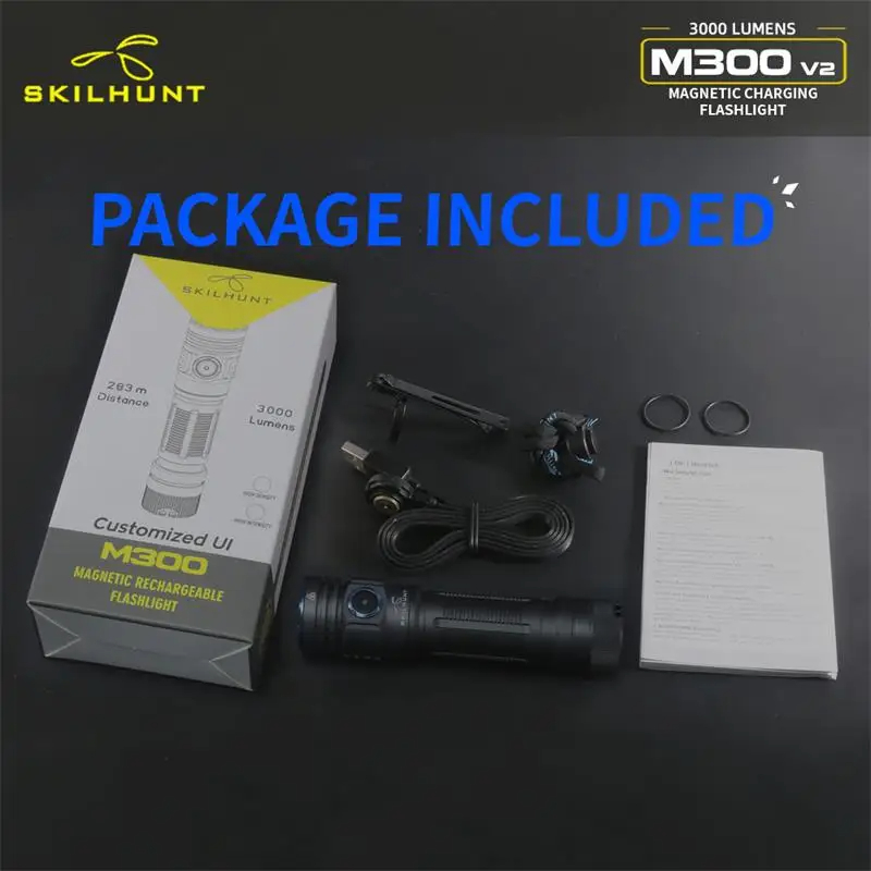 SKILHUNTM300V23000LM21700MagneticUSBRechargeableLEDFlashlightSuperHigh-performanceOutdoorWaterproofL-2004120-15