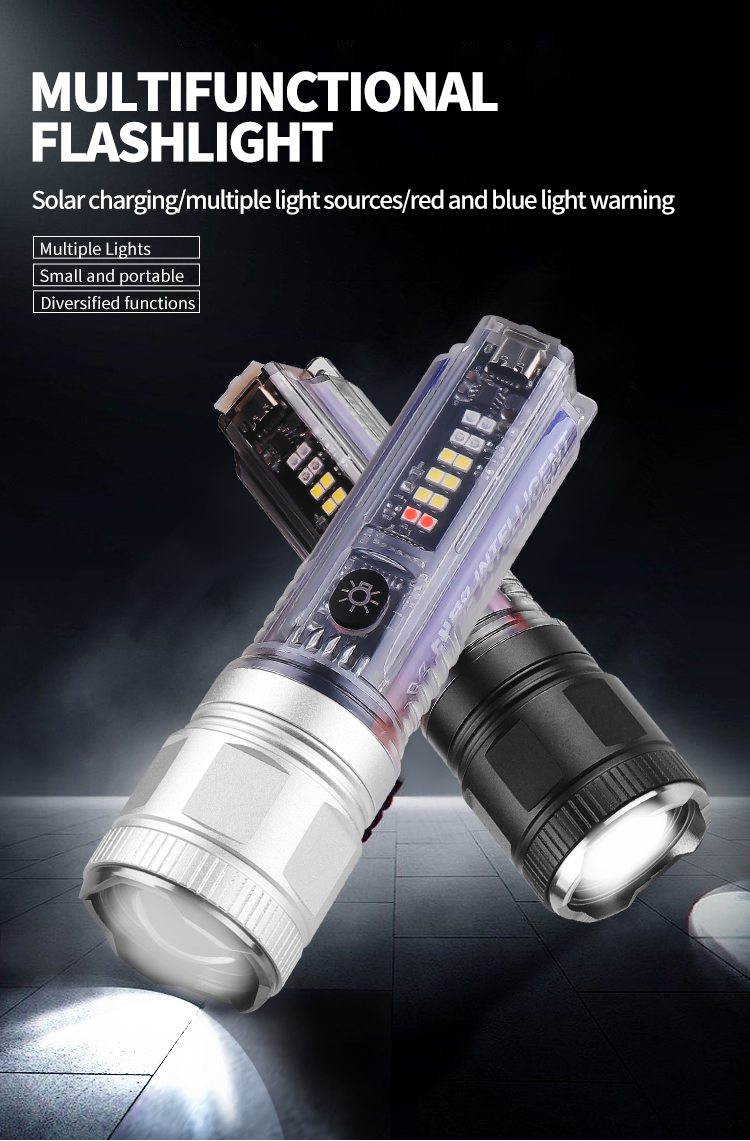 SolarPortableTorchKeychainTelescopicZoom30WXHP50LEDStrongLight18650Type-CFlashlightMultiLightSourceO-2003553-1
