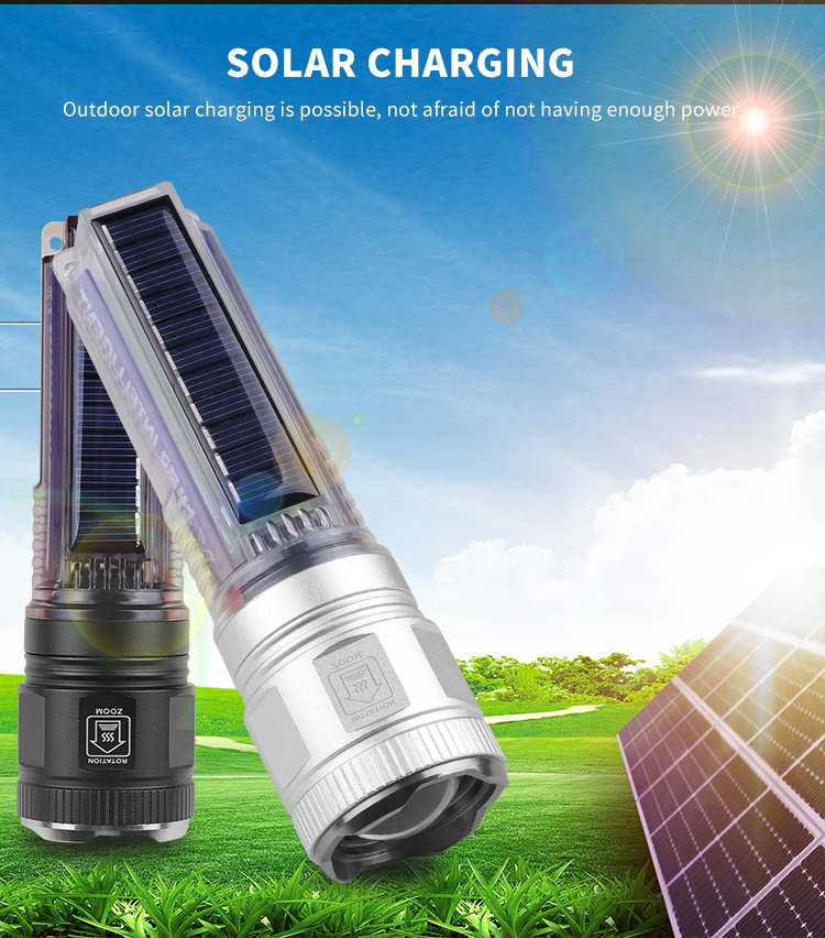 SolarPortableTorchKeychainTelescopicZoom30WXHP50LEDStrongLight18650Type-CFlashlightMultiLightSourceO-2003553-12