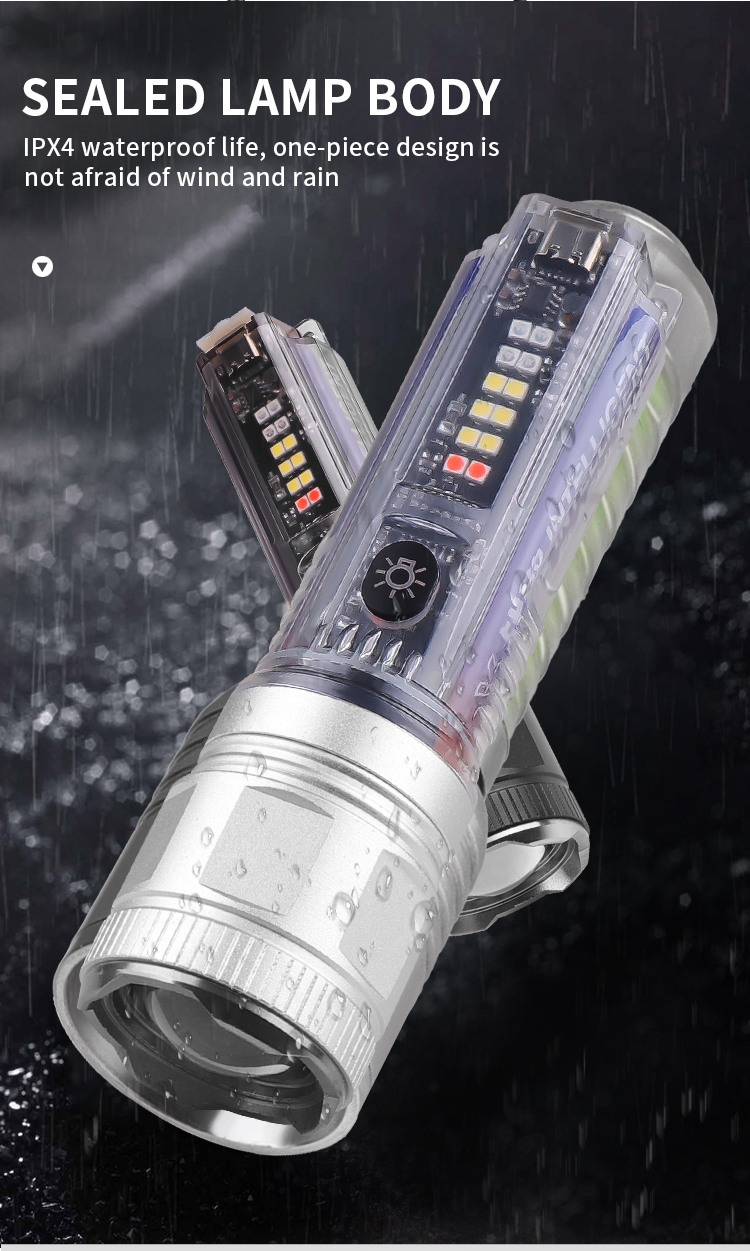 SolarPortableTorchKeychainTelescopicZoom30WXHP50LEDStrongLight18650Type-CFlashlightMultiLightSourceO-2003553-15