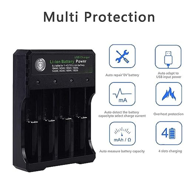 USBIntelligentUniversalRechargeableBatteryCharger18650FlashlightCharger4SlotsFastChargefor37VLi-ionT-1996522-6