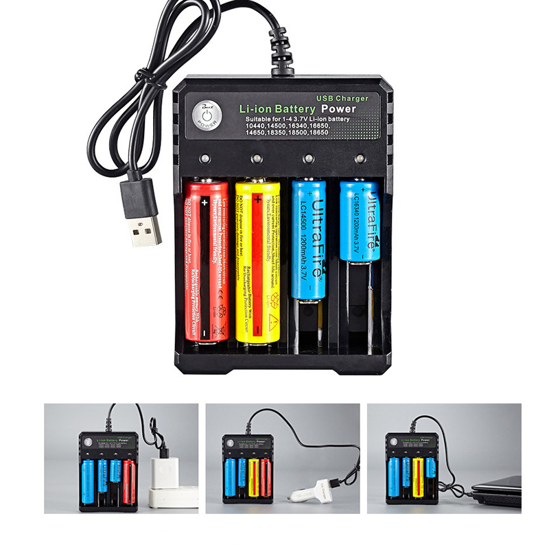 USBIntelligentUniversalRechargeableBatteryCharger18650FlashlightCharger4SlotsFastChargefor37VLi-ionT-1996522-8