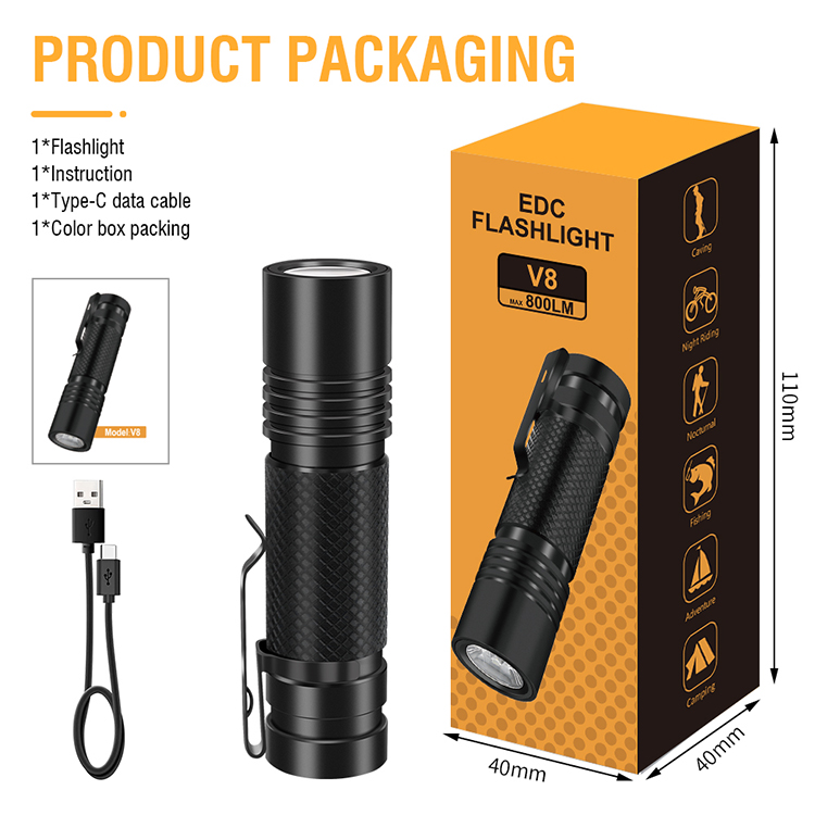 V8800LMStrongLightEDCPortableLEDFlashlightUSBRechargeableBuilt-in18650BatteryMiniTorchOutdoorEmergen-1984842-11