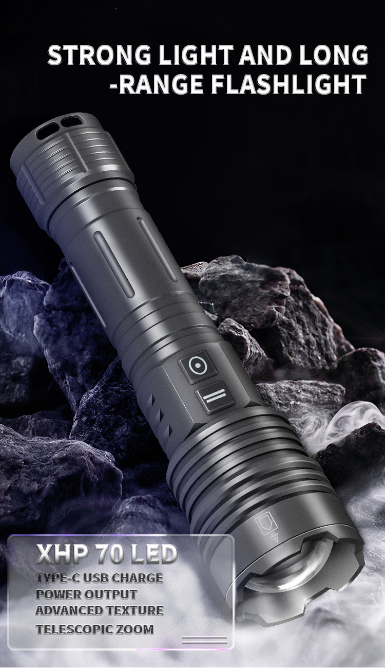 XHP70HighIntensityZoombleLEDFlashlightTYPE-CUSBRechargeableDualSwitchAluminumAlloyTacticalTorch-1997568-1