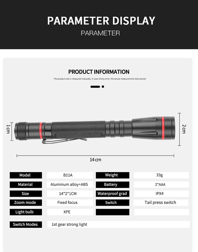 XPELEDZoomablePenshapeDetectionFlashlightFocusAdjustableMiniLEDTorchPenlightPocketLight-1997881-9