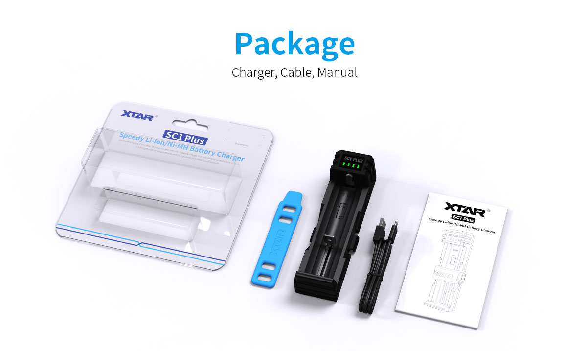 XTARSC1PLUSSingle-SlotBatteryChargerQCPDUSBC3AFastCharging21700266502680018650NiMHBatteries10WPowerB-2000109-13