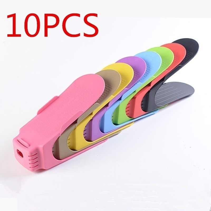 10Pcs1SetDurablePlasticHomeDoubleLayerShoesStorageRacksShoeShelfHolderOrganizerSpace-Saving-1632657-5