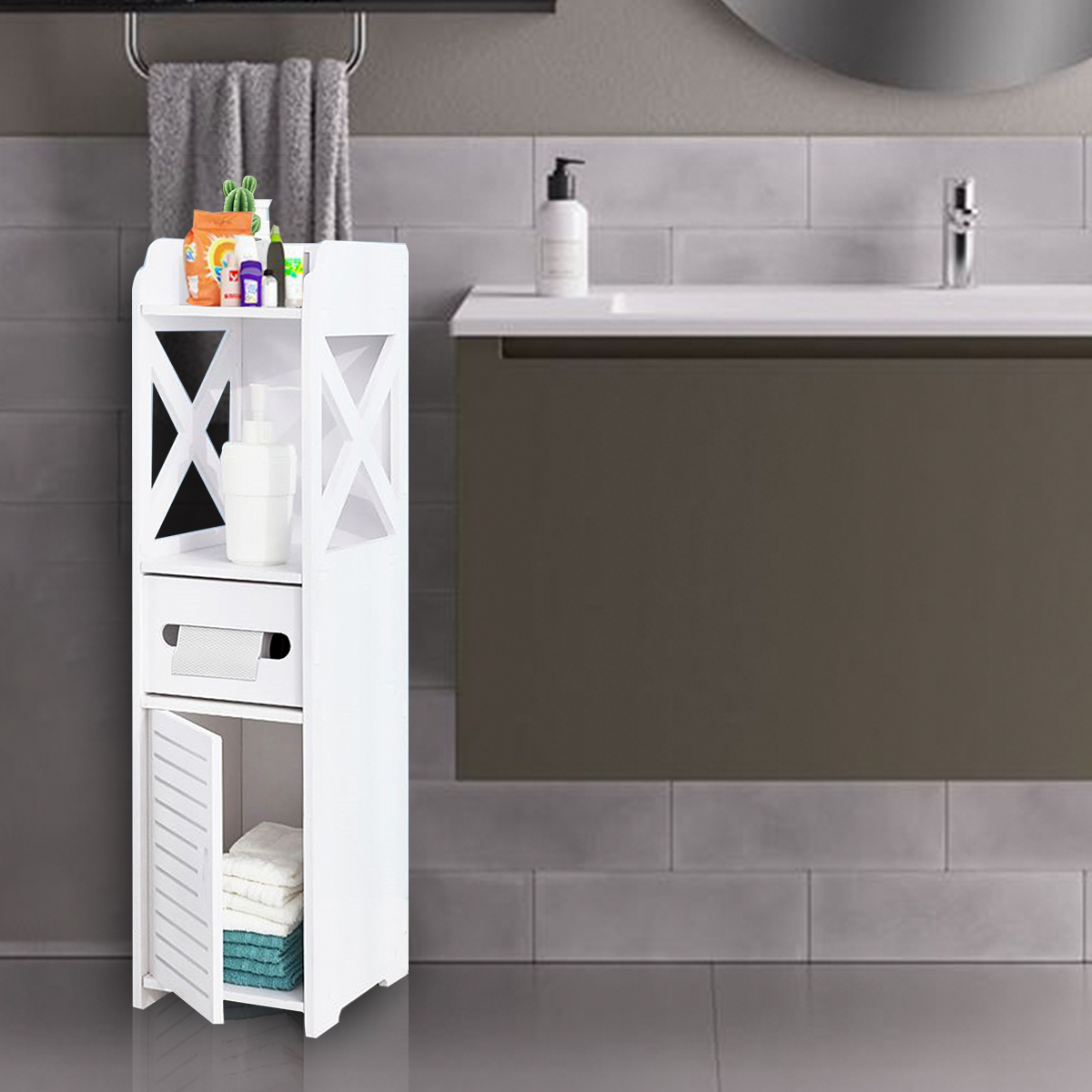 BathroomStorageRackFloorCabinetToiletBathOrganizerDrawerShelf-White-1768909-7