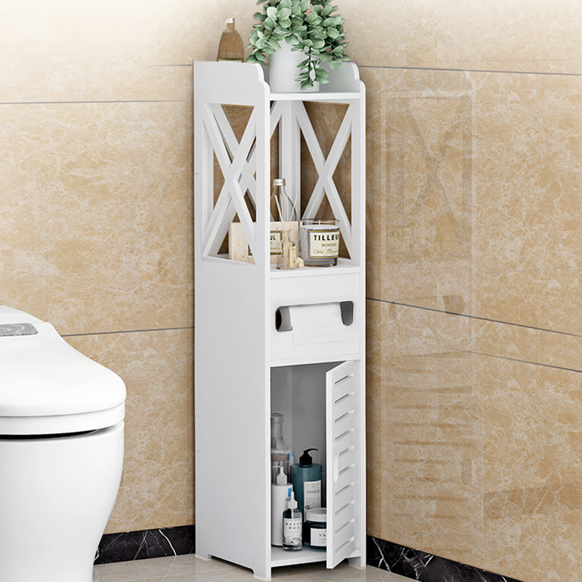 BathroomToiletCabinetStorageCupboardRackTissueOrganizerShelf-1798056-7