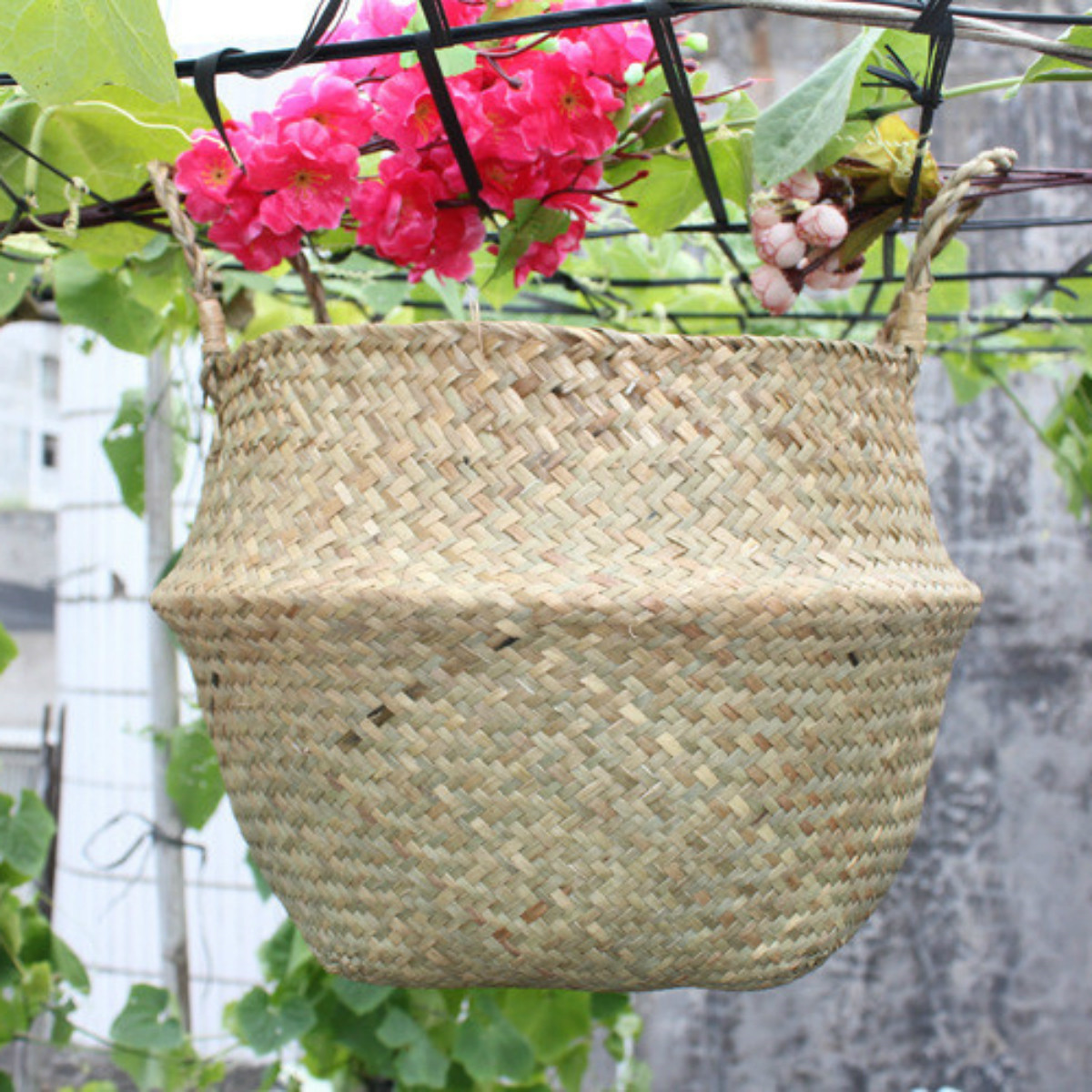 FoldableFlowerBasketSeagrassWovenBellyPlanterPotLaundryStorageSkepBox-1794388-4