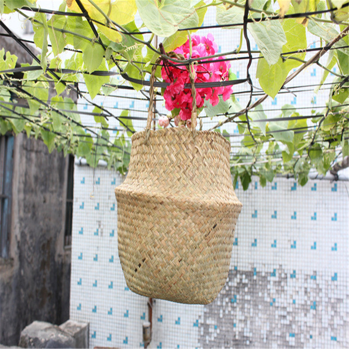 FoldableFlowerBasketSeagrassWovenBellyPlanterPotLaundryStorageSkepBox-1794388-6