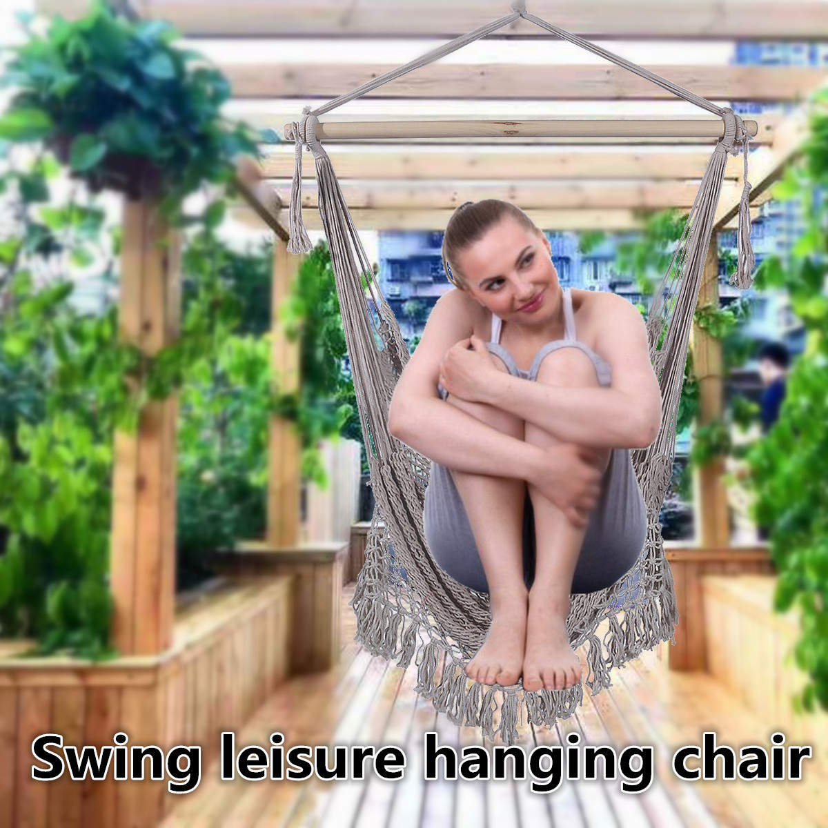 GardenTreePatioCampingHammockChairHangingChairSwingCottonTasselRope-1522211-1