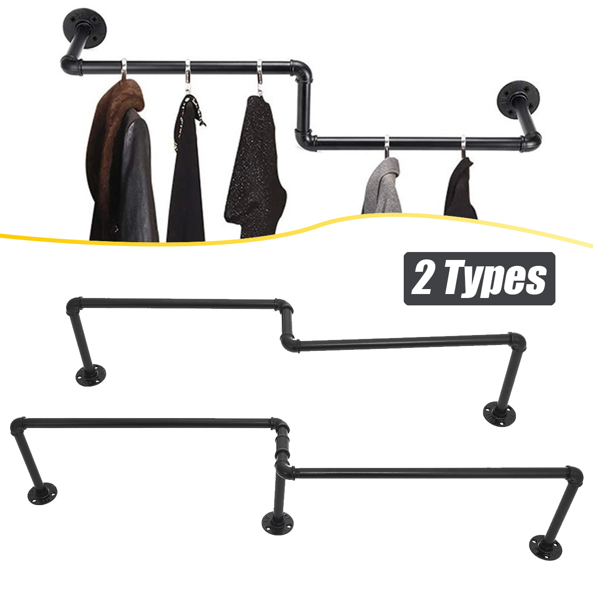 JIAHUACoatRackWallHangingIronHangerOrganizersShelfBracketBlack-1792217-5