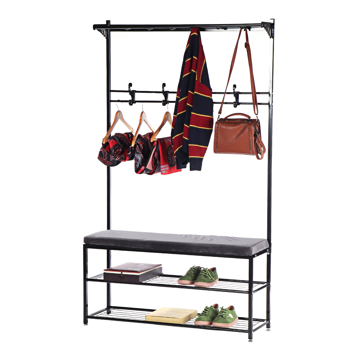 MultifunctionalCoatRackClothesBagStorageHangerShoesHolderStoolShelf-1796013-3