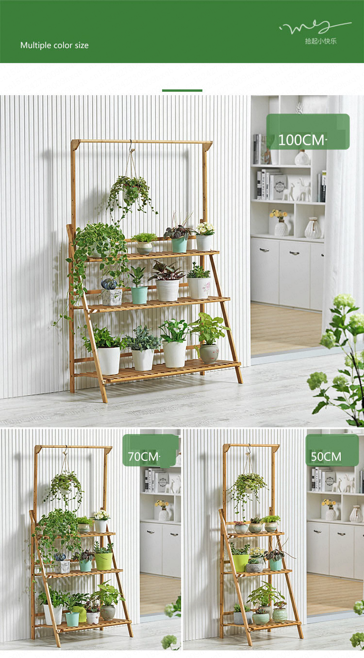 PlantStandFlowerPotDisplayMulti-layerShelfwithHangingRodPlantsRackHolderOrganizer-1585006-5