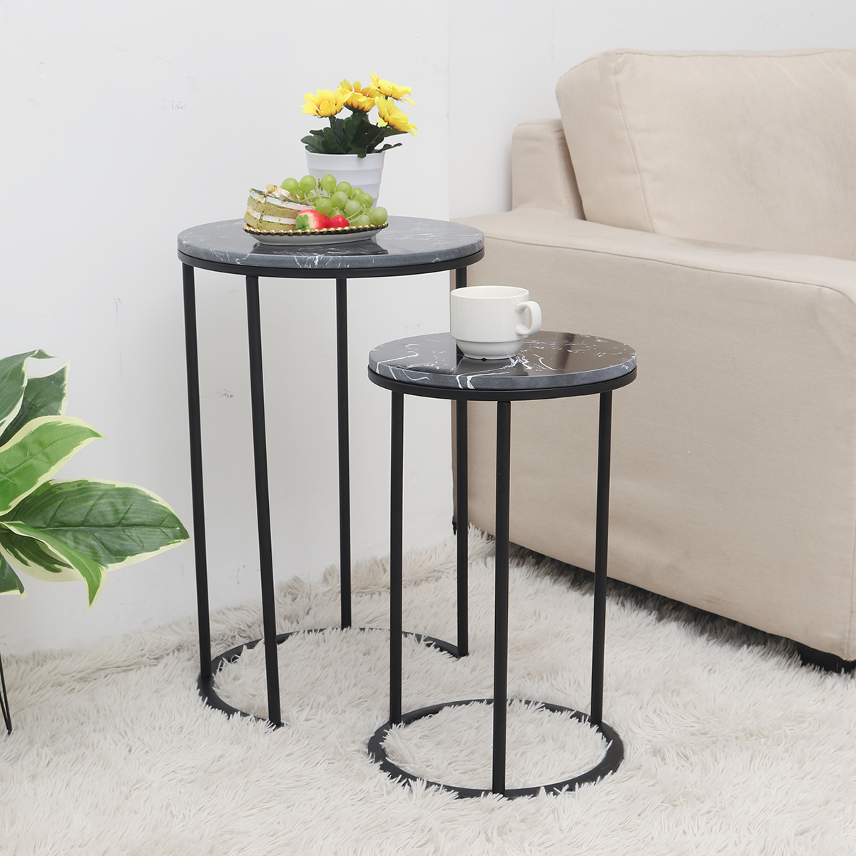 RealMarbleCoffeeTablesetof2RoundSideEndTableMetalBase-1948891-9