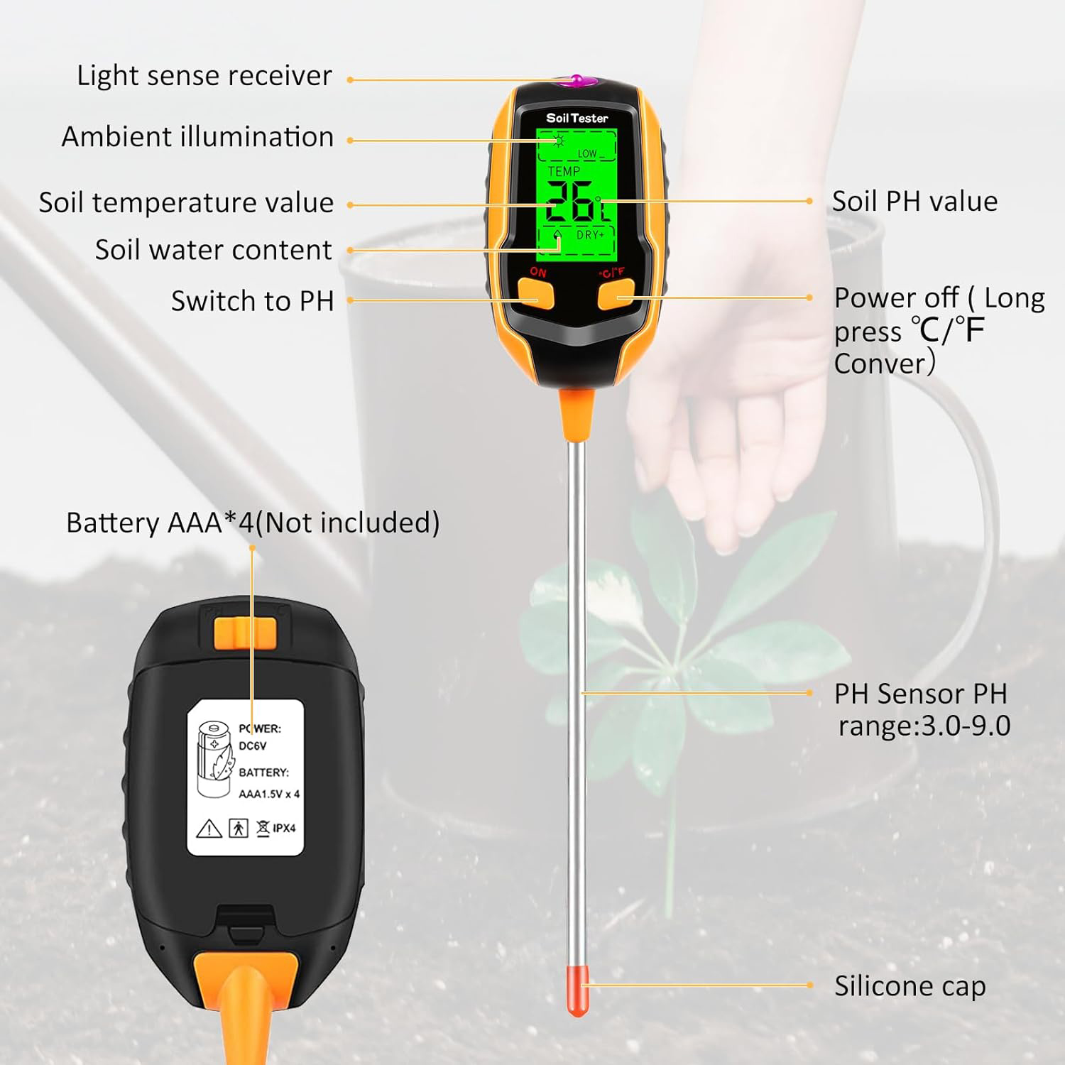 4-in-15-in-1SoilTesterwithpHTemperatureMoistureSunlightandAirMoistureDetectionQuickAccurateLCDDispla-2015200-2