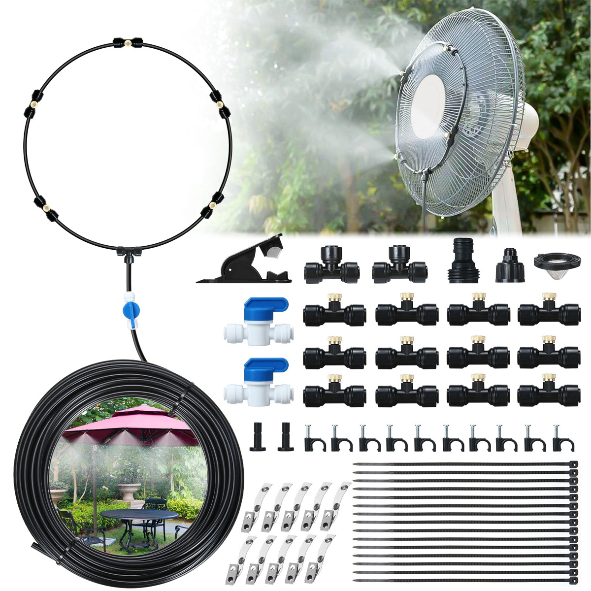 44PCS15FTMistingCoolingSystemPESprayWaterSystemforGardenLandscapingGreenhouse-1884554-2