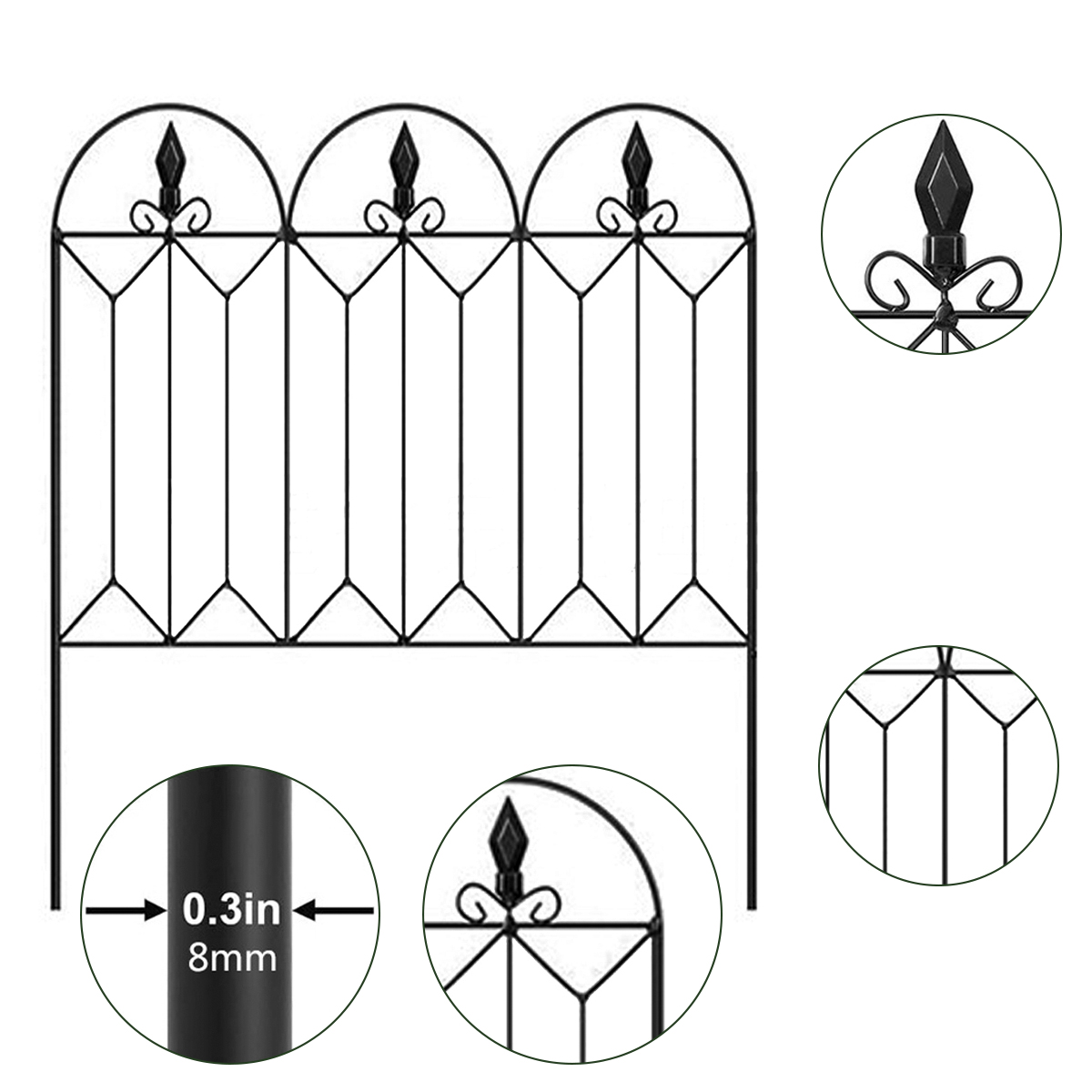 5pc45x24MetalGardenFenceBorderRustproofLandscapeFencingEdgeFlowerYardFence-1919760-1