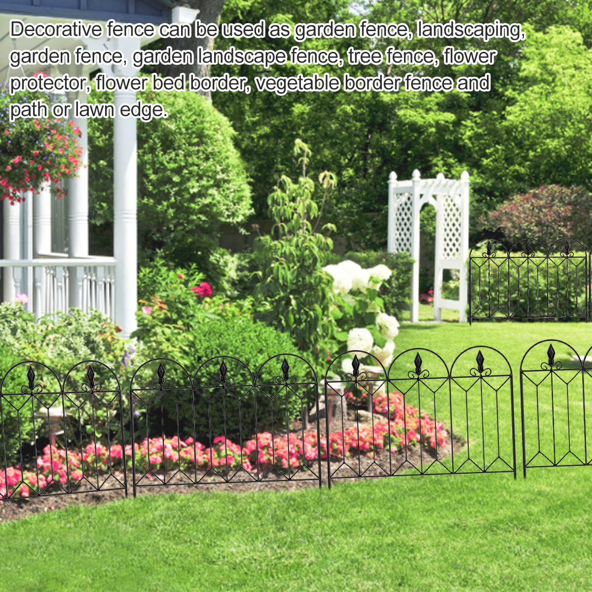 5pc45x24MetalGardenFenceBorderRustproofLandscapeFencingEdgeFlowerYardFence-1919760-3