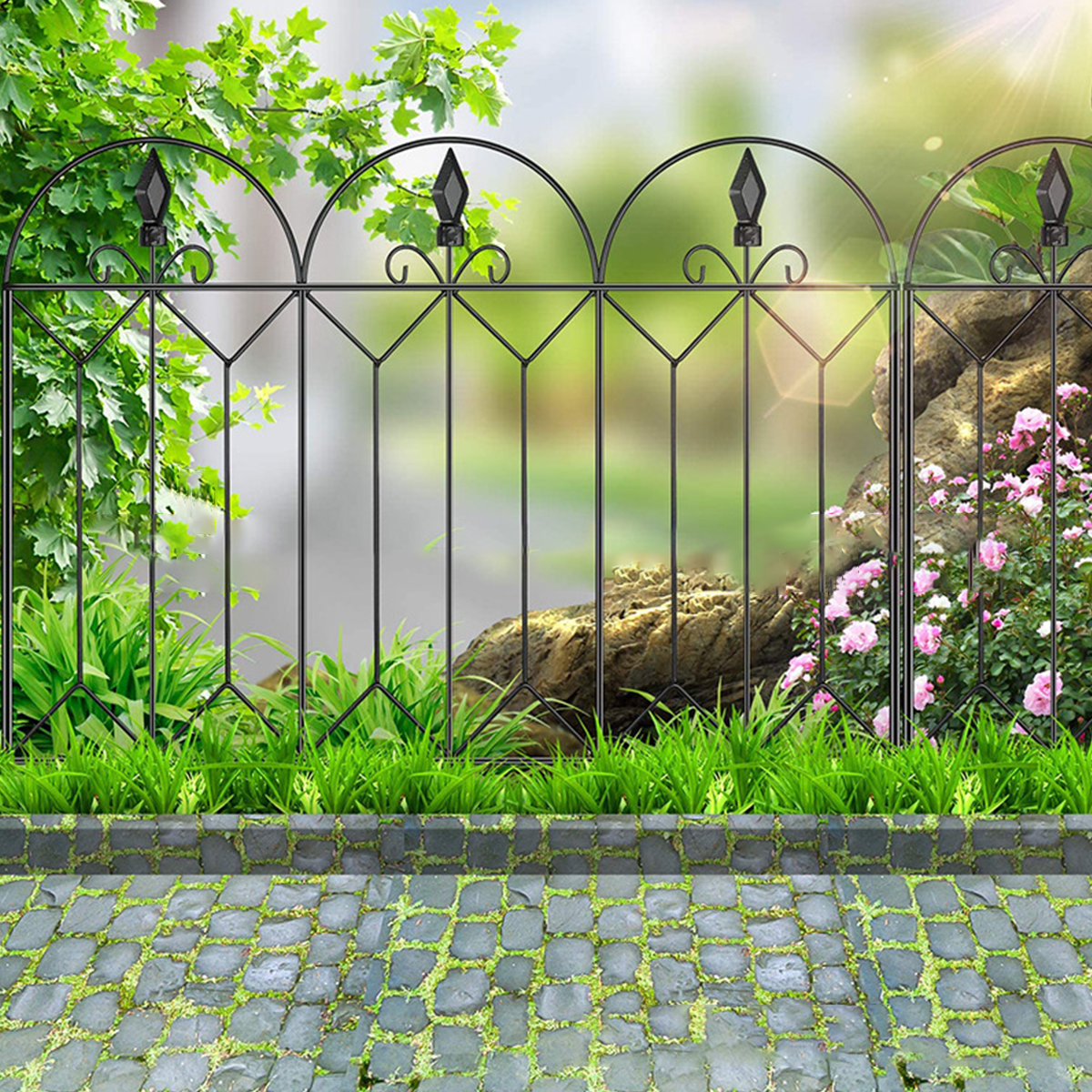 5pc45x24MetalGardenFenceBorderRustproofLandscapeFencingEdgeFlowerYardFence-1919760-5