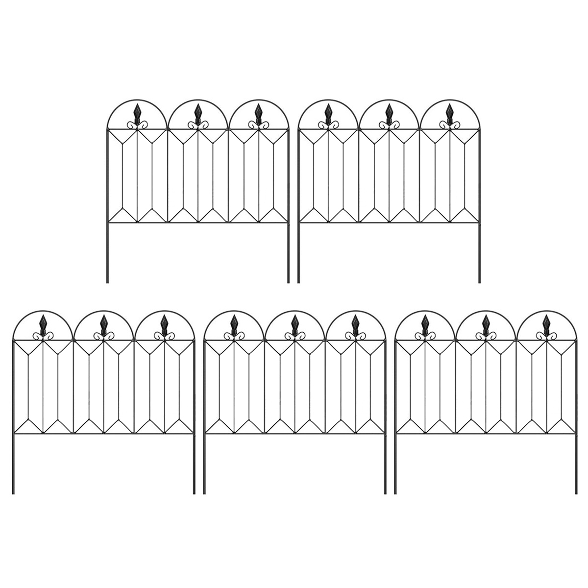 5pc45x24MetalGardenFenceBorderRustproofLandscapeFencingEdgeFlowerYardFence-1919760-6