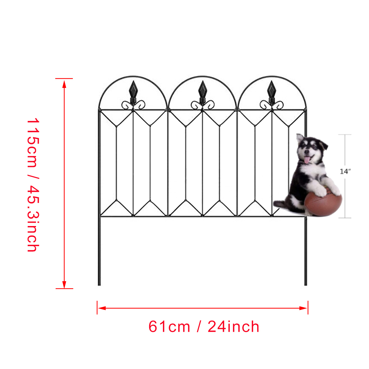 5pc45x24MetalGardenFenceBorderRustproofLandscapeFencingEdgeFlowerYardFence-1919760-8