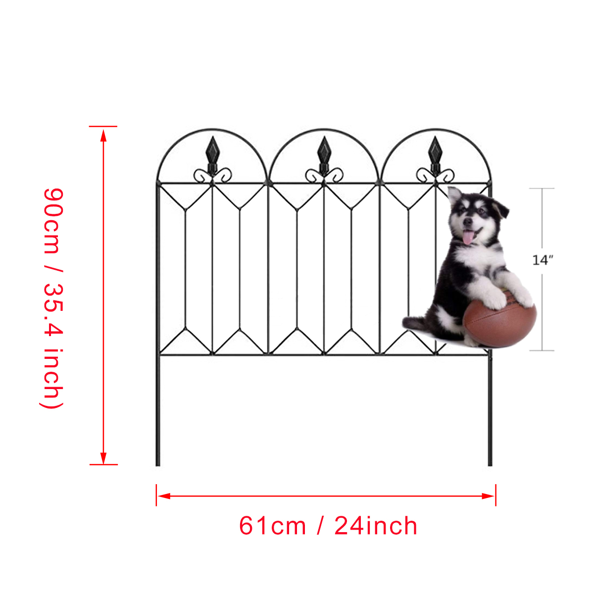 5pc45x24MetalGardenFenceBorderRustproofLandscapeFencingEdgeFlowerYardFence-1919760-9