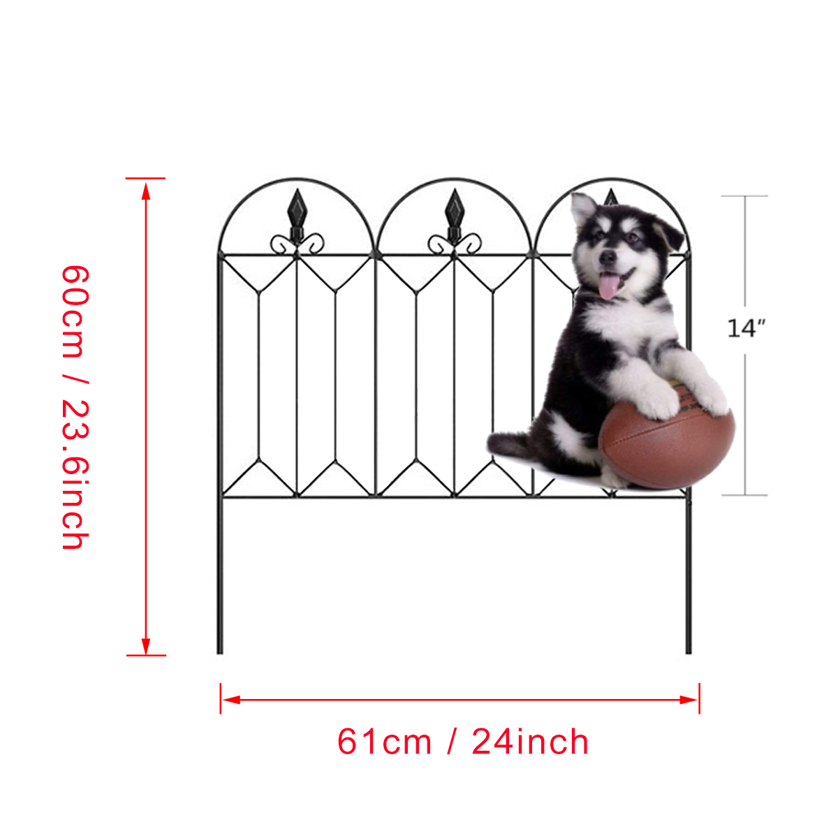 5pc45x24MetalGardenFenceBorderRustproofLandscapeFencingEdgeFlowerYardFence-1919760-10