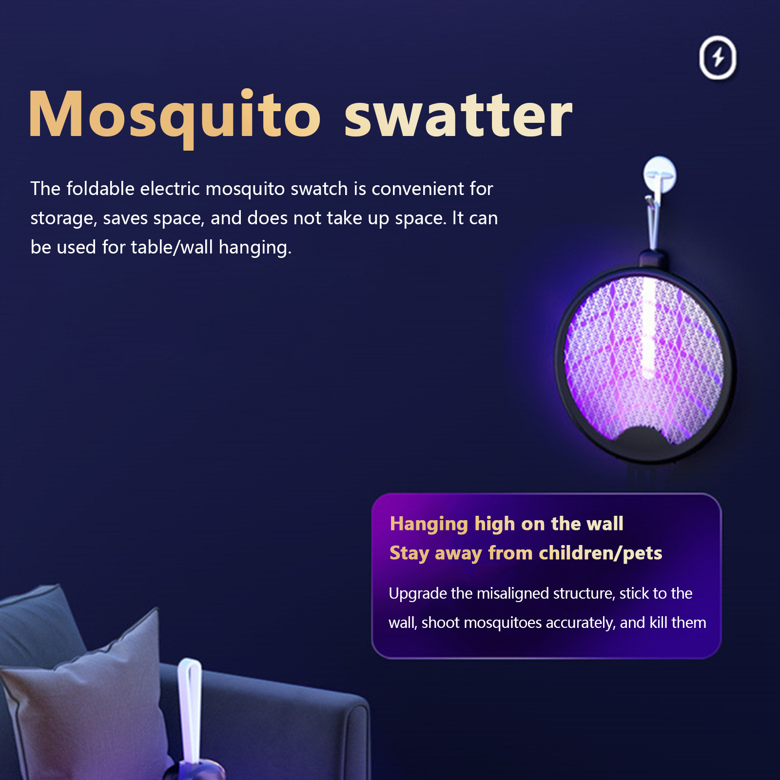 AGSIVO3In13000VCordlessRechargeableElectricMosquitoBugZapperFoldableHandheldMosquitoKillingLampFlyTr-1994577-6