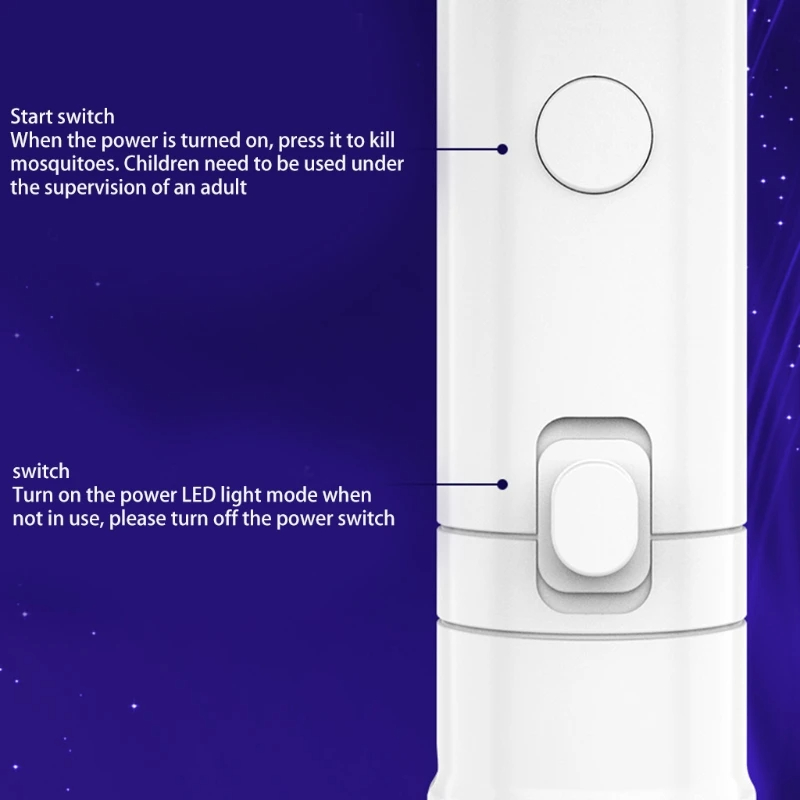 ElectricFlySwatterandMosquitoKiller2-in-1withPurpleLampErgonomicLightweightDesignUSBChargeableDC3000-2014613-4