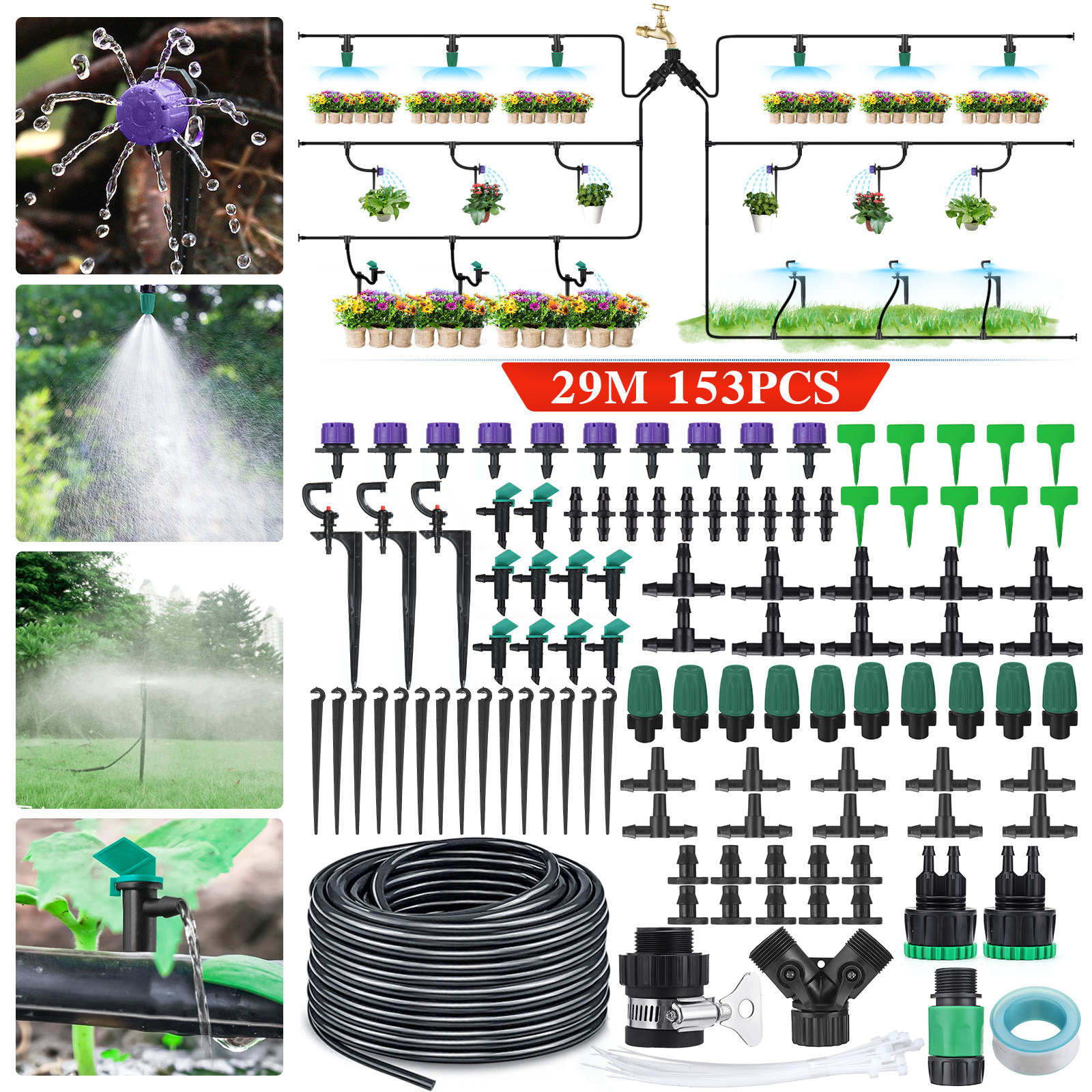 GOTGELIF29M153PCSDripIrrigationKitAutomaticSprinklerDIYGardenWateringMicroDripIrrigationSystemHoseKi-1885680-1