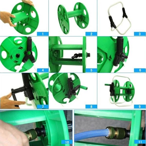 GreenPlasticGardeningPipeRackGardenPipeHolderHoseCar-931165-4