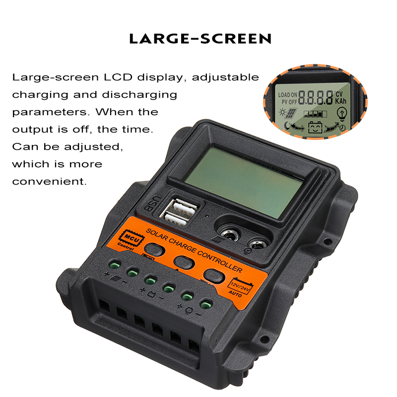 LCDDisplay12V24V10A20A30AInputSolarChargeControllerAutoParameterAdjustableMPPTSolarPanelRegulatorPur-1824778-2