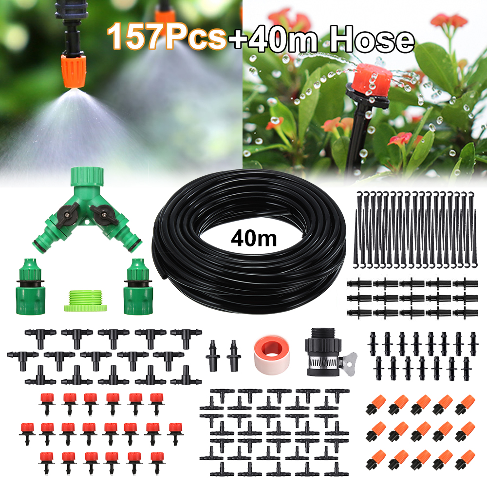 Pathonor157PcsMicroDripIrrigationSystemPlantSelfWateringGarden40MHoseKit-1304770-1