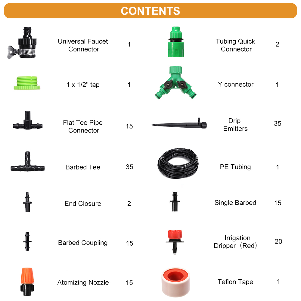 Pathonor157PcsMicroDripIrrigationSystemPlantSelfWateringGarden40MHoseKit-1304770-7