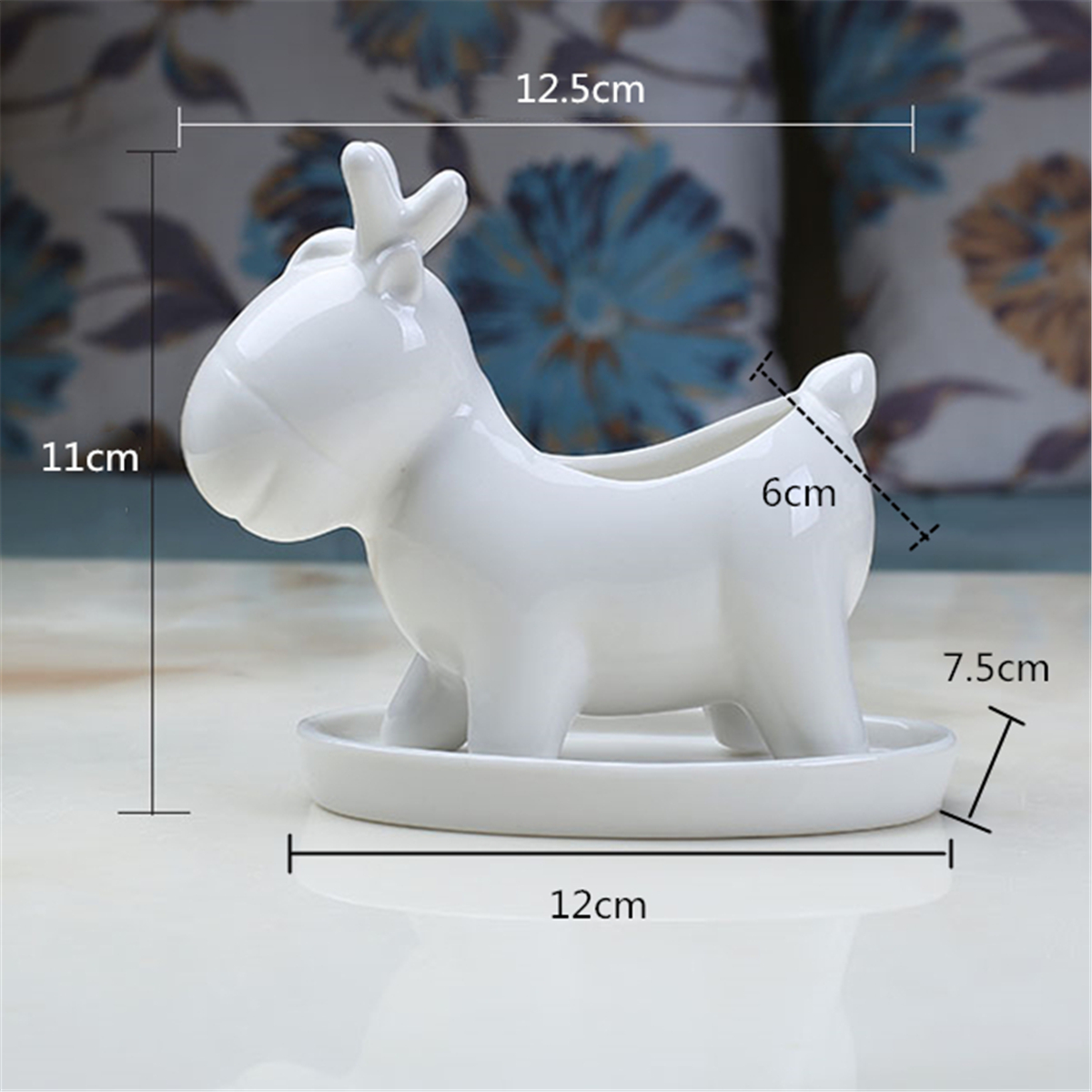 RabbitCeramicFlowerPotPlanterOutdoorIndoorDecorationwithRoundTray-1454876-9