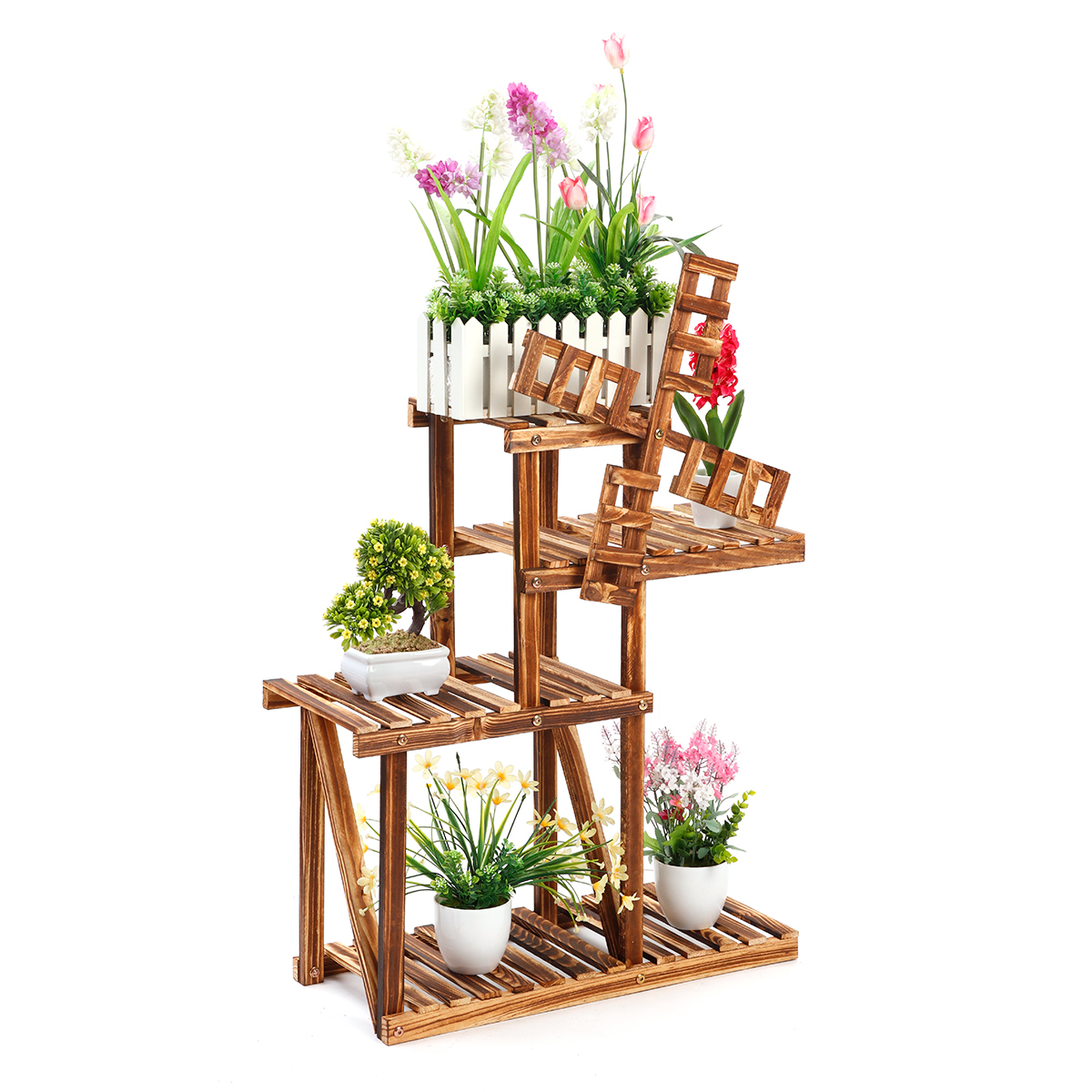 SolidWoodFlowerPlantDisplayStandHomeGardenPlantFlowerPotStorageRackDurableBalconyFlowerStandDecorati-1563692-2