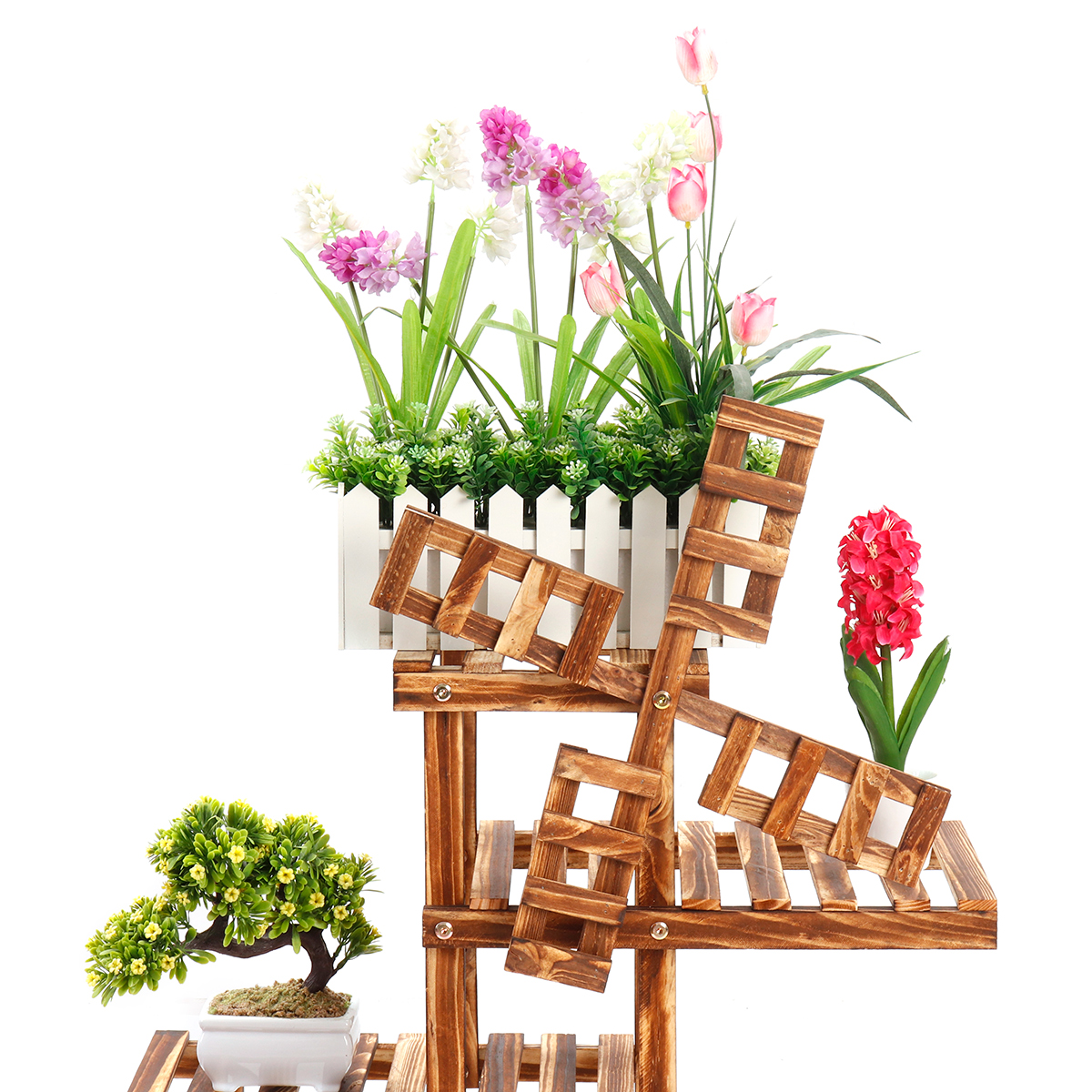 SolidWoodFlowerPlantDisplayStandHomeGardenPlantFlowerPotStorageRackDurableBalconyFlowerStandDecorati-1563692-3