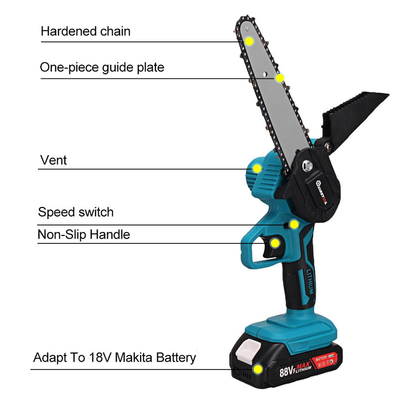 1200W10000rpm9000mah6inchElectricChainSawRechargeableHandheldCuttingToolwith2Battery-1938019-2