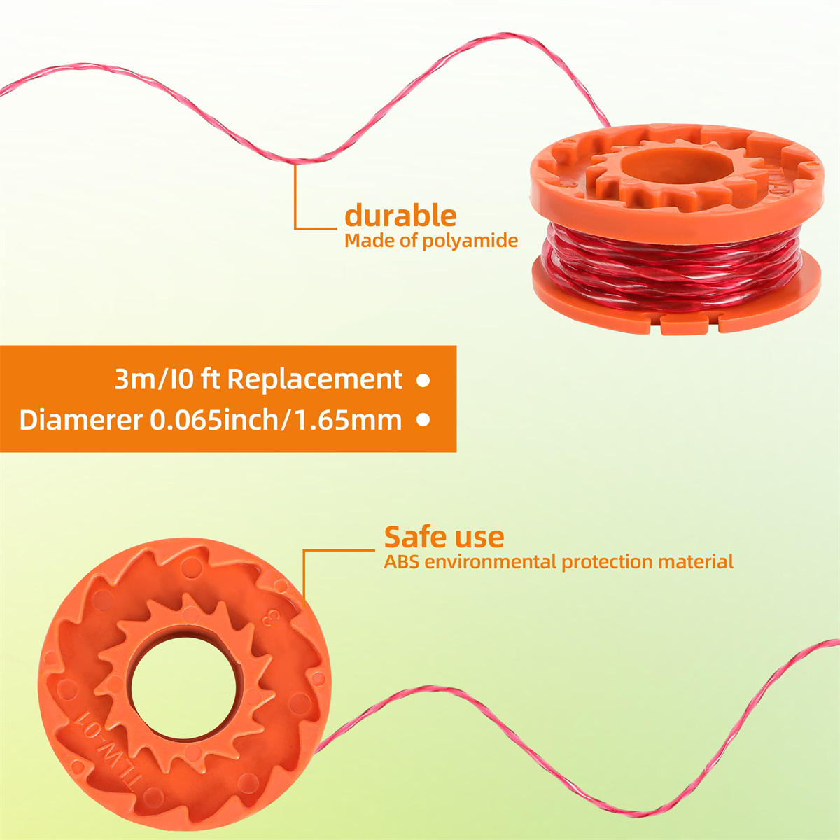 12PCSWA0010EdgerSpoolsReplacementforWorxTrimmerSpoolLineTrimmerLineRefills0065inchSuitableforWorxStr-2013402-4