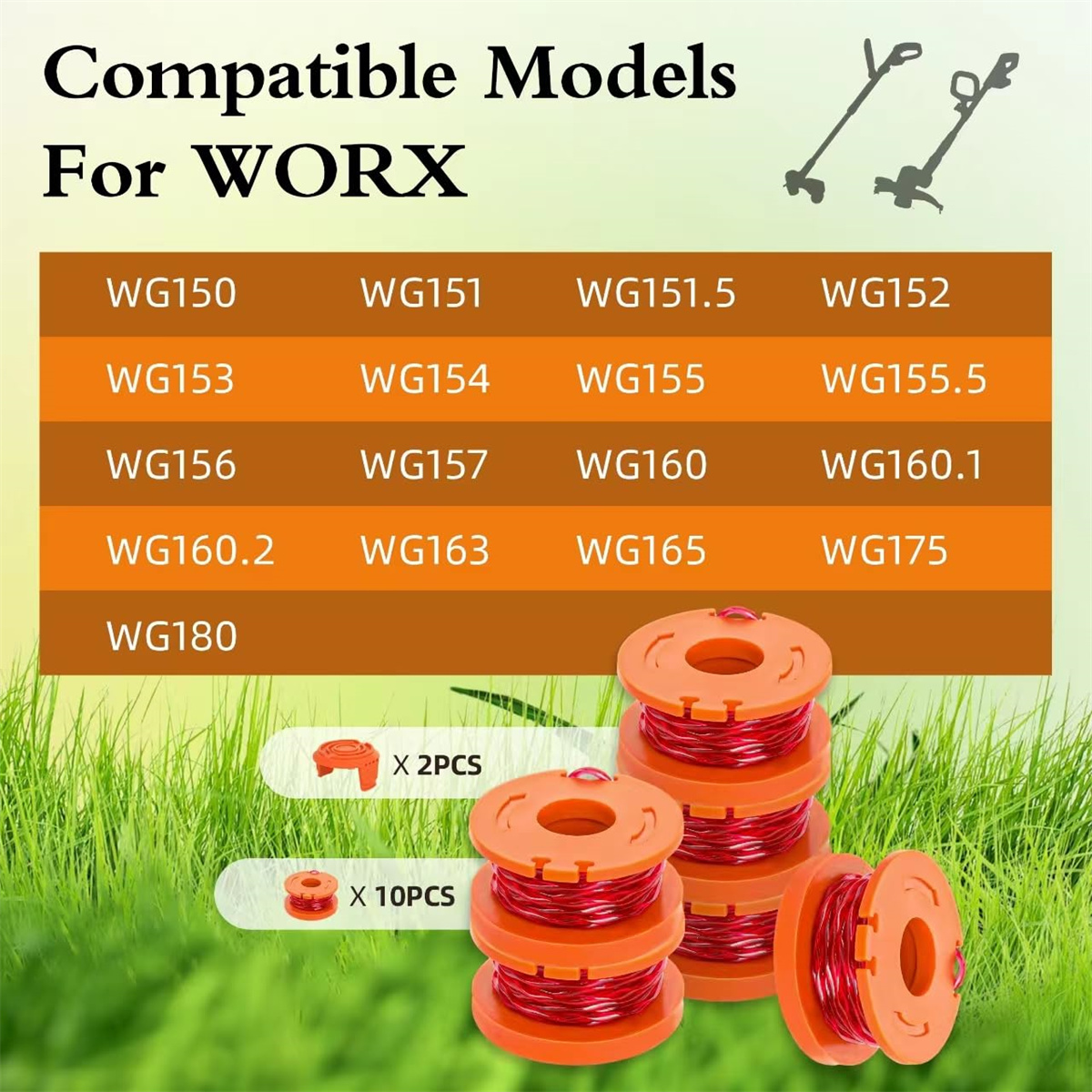 12PCSWA0010EdgerSpoolsReplacementforWorxTrimmerSpoolLineTrimmerLineRefills0065inchSuitableforWorxStr-2013402-6